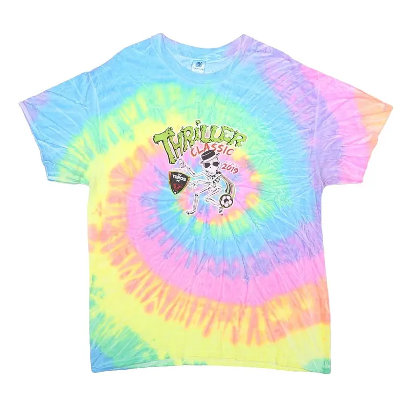 Colortone Mens Blue & Yellow Tie Dye Graphic T-Shirt L Short Sleeve Crew Neck 1