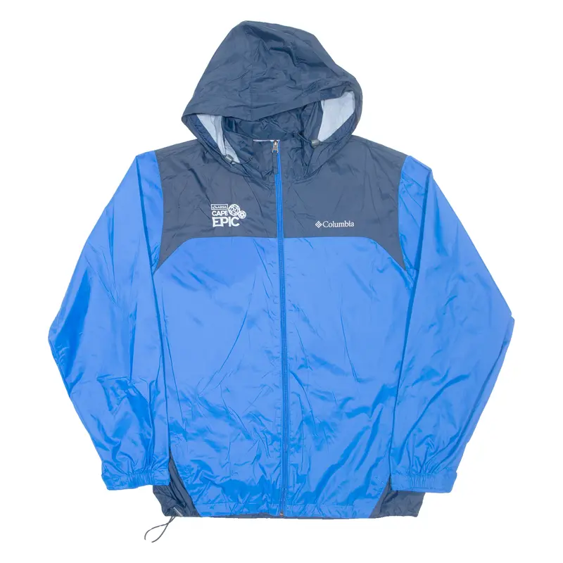 Columbia Cape Epic Mens Rain Jacket Blue Nylon Hooded M 1