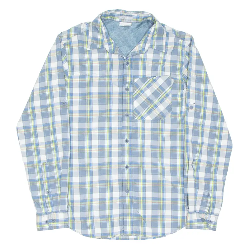 Columbia Insect Blocker Mens Shirt Blue Check Long Sleeve S 1