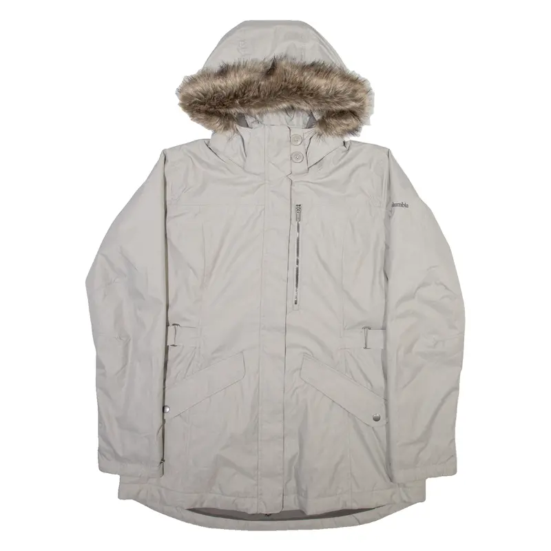 Columbia Insulated Womens Parka Coat Grey Hooded Xl 1