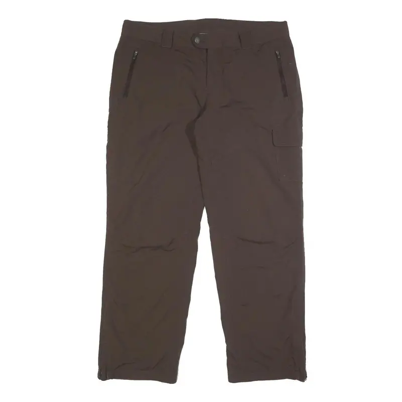Columbia Lined Womens Nylon Brown Relaxed Straight Trousers W36 L30 Outdoor Zip 1
