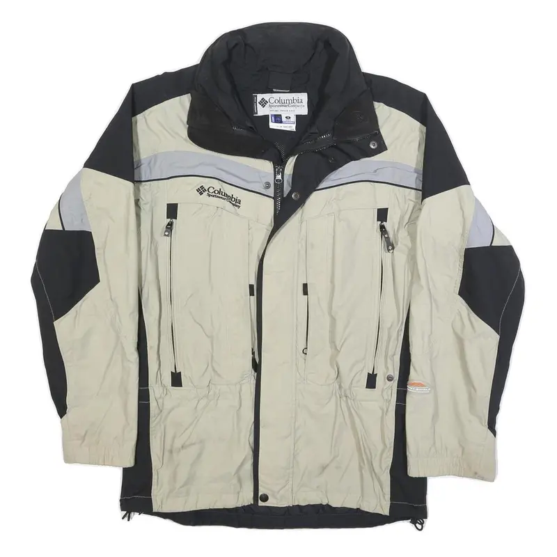 Columbia Mens Beige & Black Outdoor Jacket S Synthetic Plain Waterproof Zip 1