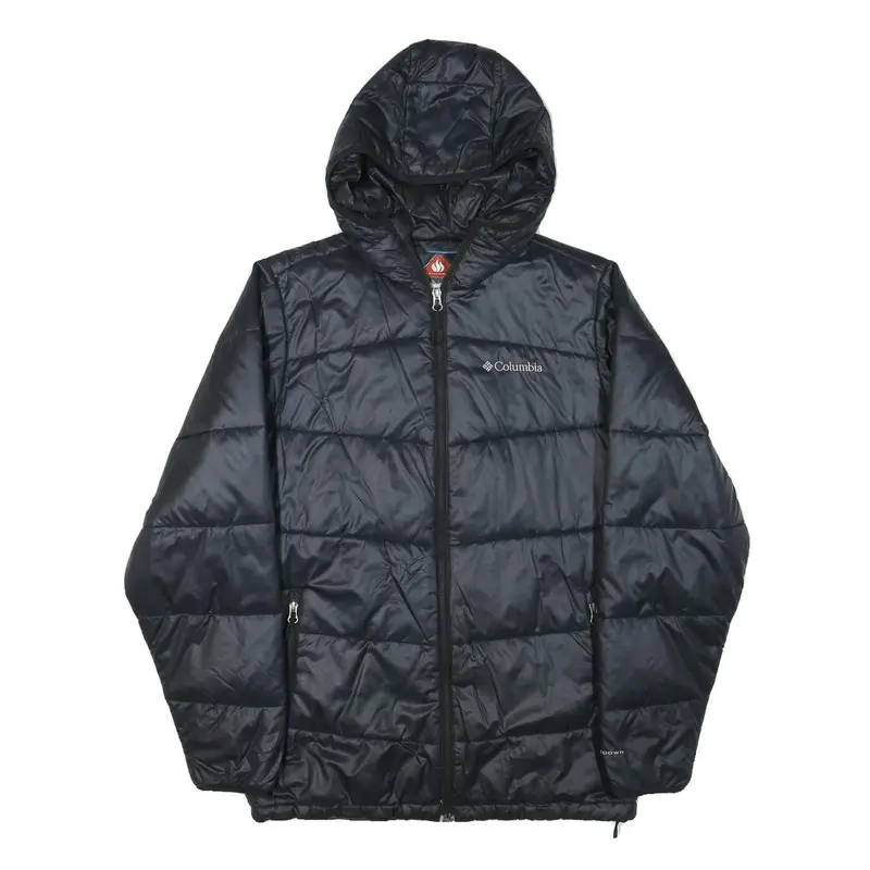 Columbia Mens Black Hooded Jacket S Polyester Blend Quilted Outdoor Warm 1