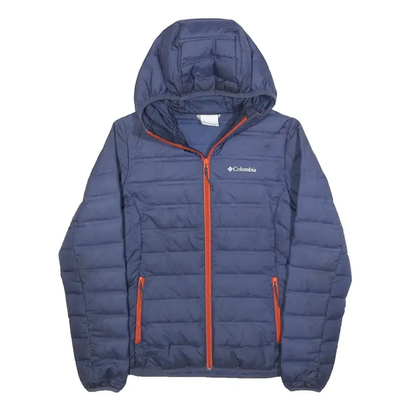 Columbia Mens Blue Jacket S Polyester Lightweight Puffer Hooded Zip Outdoor 1
