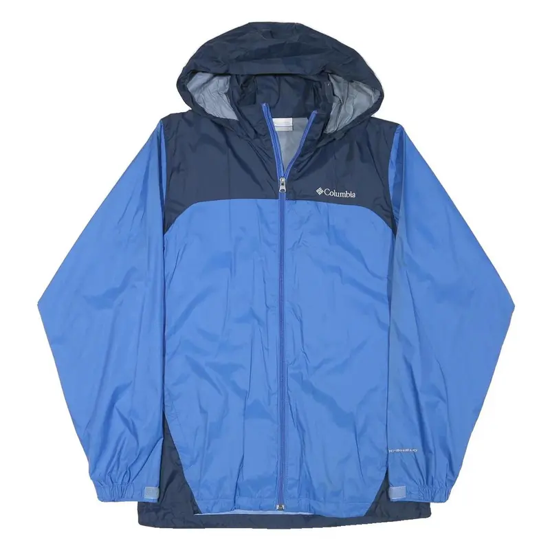 Columbia Mens Blue Navy Outdoor Jacket S Nylon Plain Hooded Zip 1