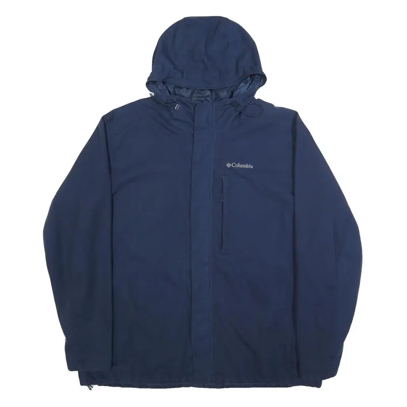 Columbia Mens Blue Outdoor Jacket 2Xl Cotton Blend Zip Hooded Plain Casual 1