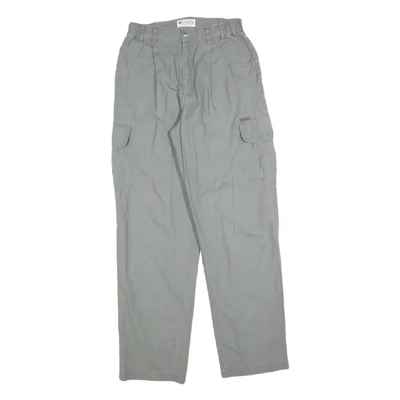 Columbia Mens Cotton Blend Grey Regular Cargo Trousers W26 L32 Zip Closure 1
