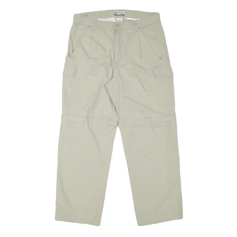 Columbia Mens Cotton Blend Relaxed Cargo Trousers Beige W32 L27 Outdoor Utility 1