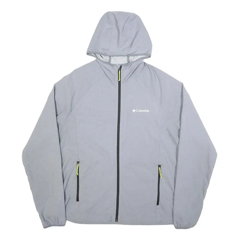Columbia Mens Grey Hooded Jacket Xl Polyester Blend Zip Plain Outdoor Activewear 1