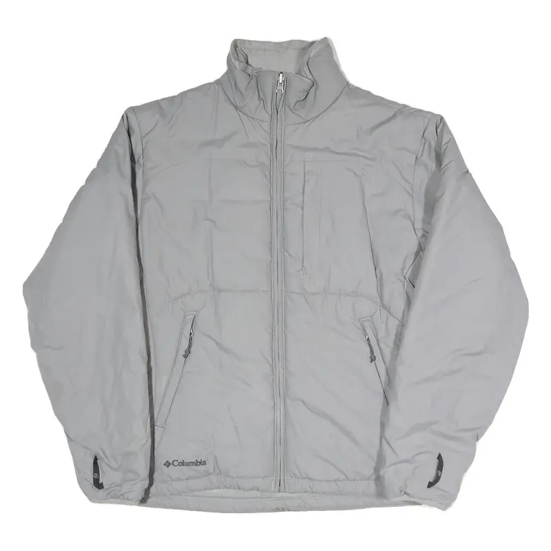 Columbia Mens Grey Jacket M Polyester Blend Plain Zip Outdoor Warm Lightweight 1