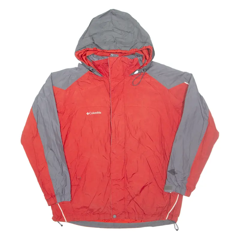 Columbia Mens Jacket Red Nylon Hooded L 1