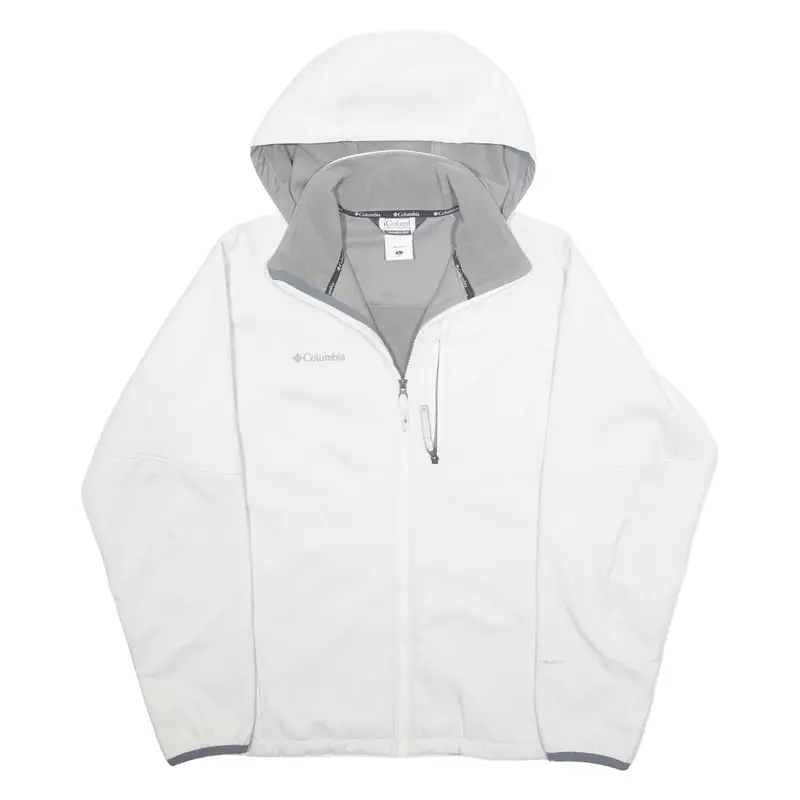 Columbia Mens Rain Jacket White Hooded L 1