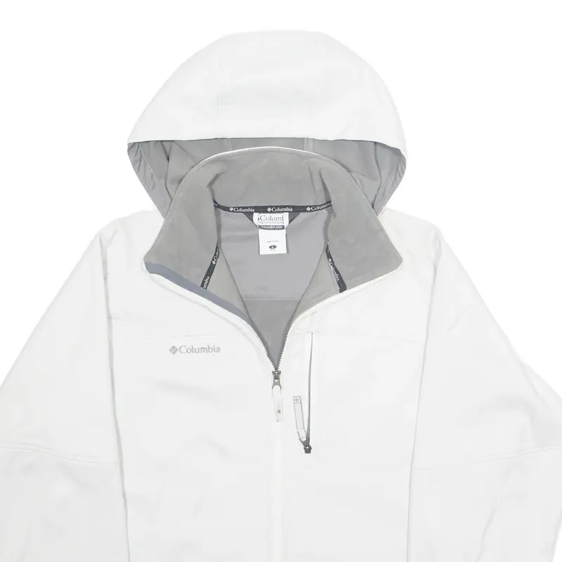 Columbia Mens Rain Jacket White Hooded L 2