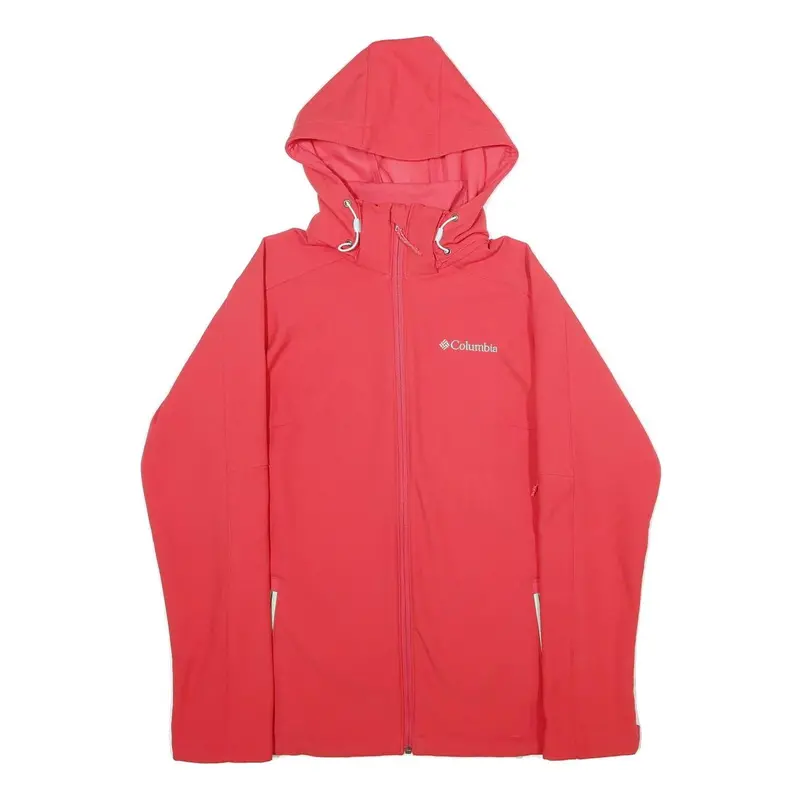 Columbia Mens Red Hooded Softshell Jacket S Polyester Outdoor Zip Pocket 1