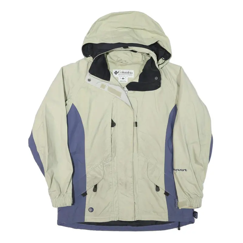 Columbia Womens Beige & Blue Waterproof Zip Jacket M Polyester Blend Outdoor 1
