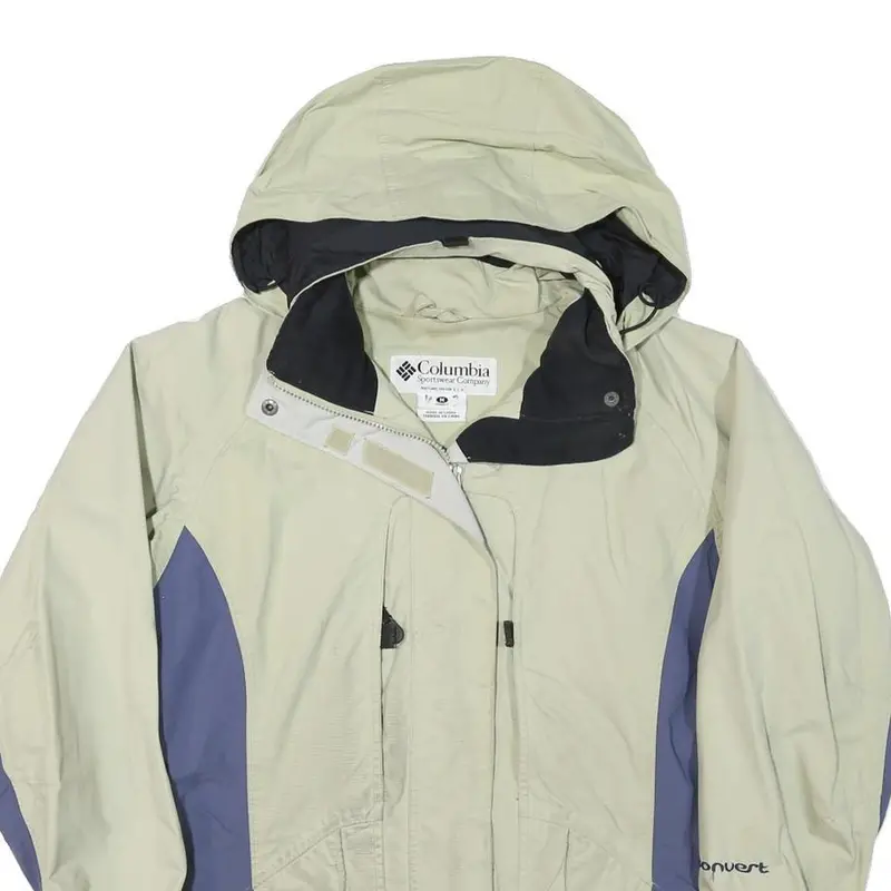 Columbia Womens Beige & Blue Waterproof Zip Jacket M Polyester Blend Outdoor 2