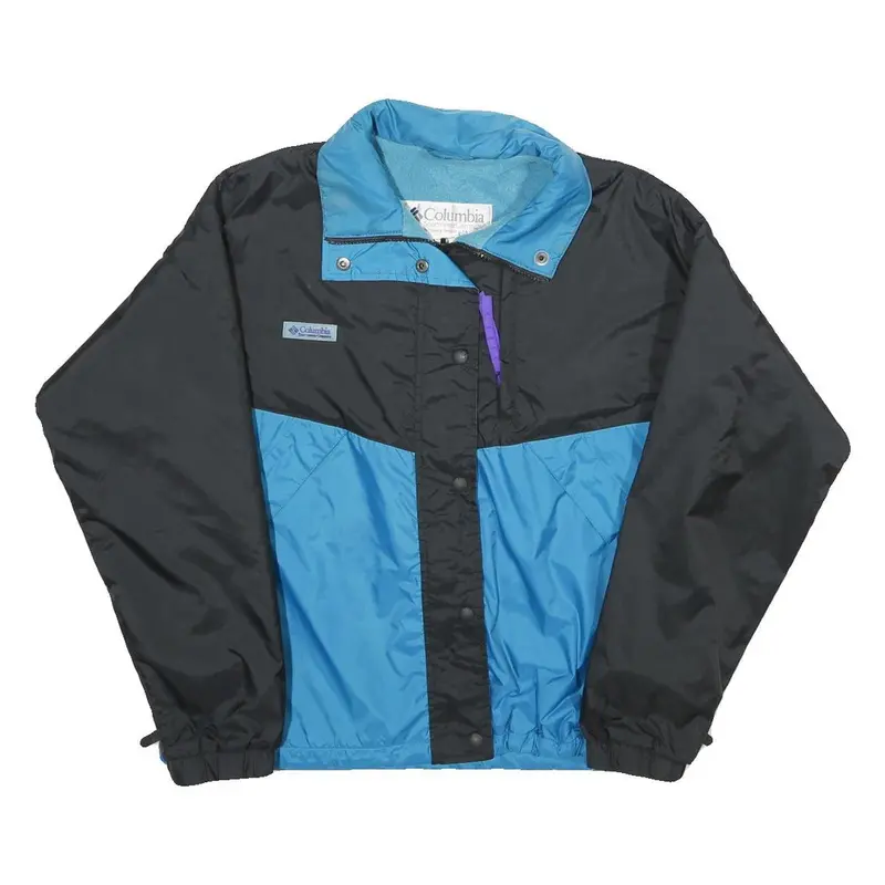 Columbia Womens Blue & Black Outdoor Jacket M Nylon Plain Zip Lightweight Warm 1