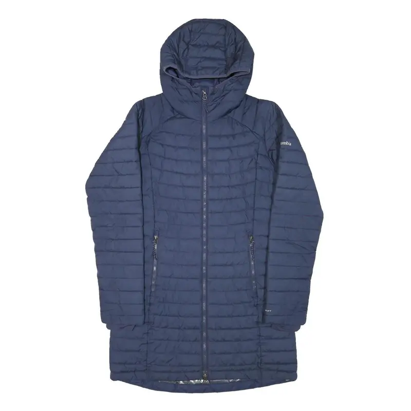 Columbia Womens Blue Hooded Zip Jacket S Polyester Blend Quilted Outdoor Warm 1