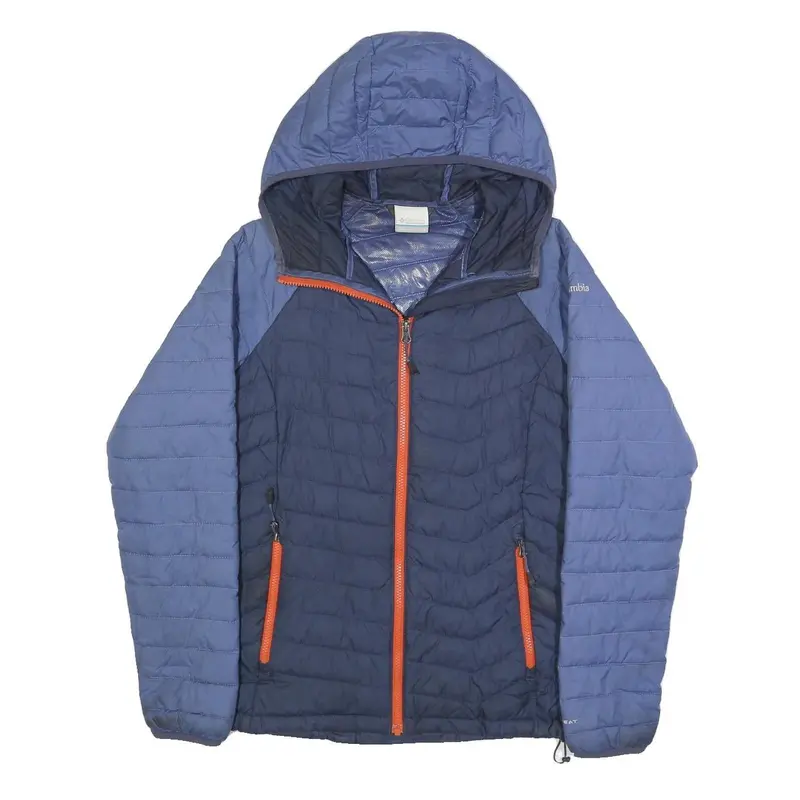 Columbia Womens Blue & Navy Hooded Zip Jacket S Polyester Outdoor Casual Warm 1