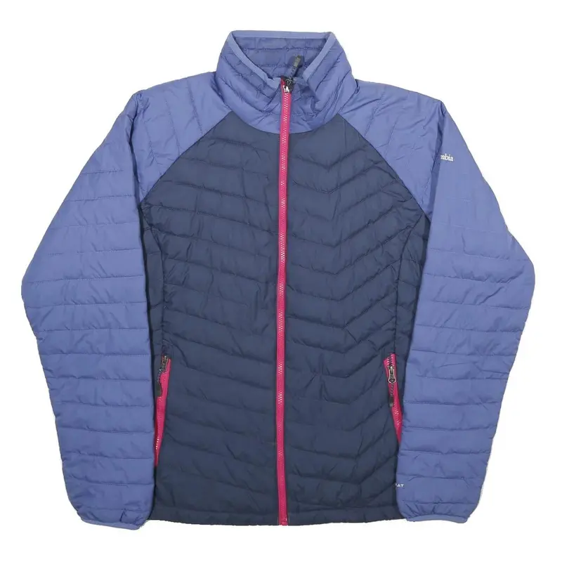 Columbia Womens Blue & Navy Lightweight Zip Jacket Xl Polyester Quilted Outdoor 1