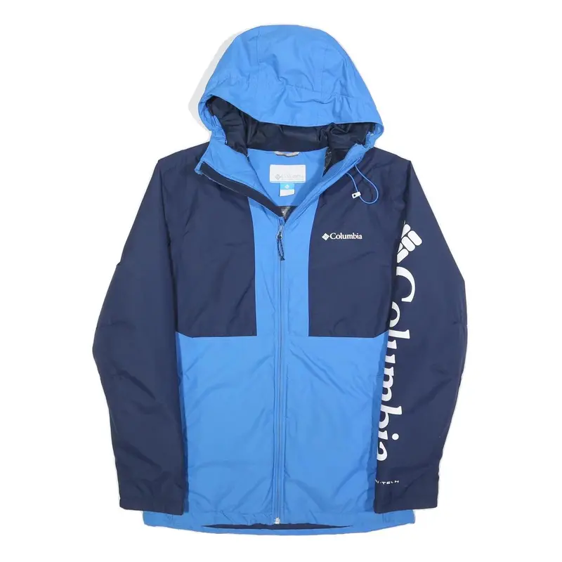 Columbia Womens Blue & Navy Outdoor Jacket M Polyester Blend Zip Hooded 1