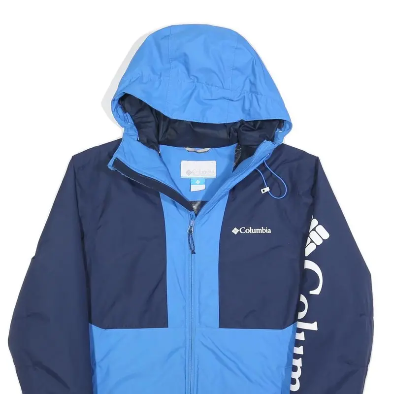 Columbia Womens Blue & Navy Outdoor Jacket M Polyester Blend Zip Hooded 2