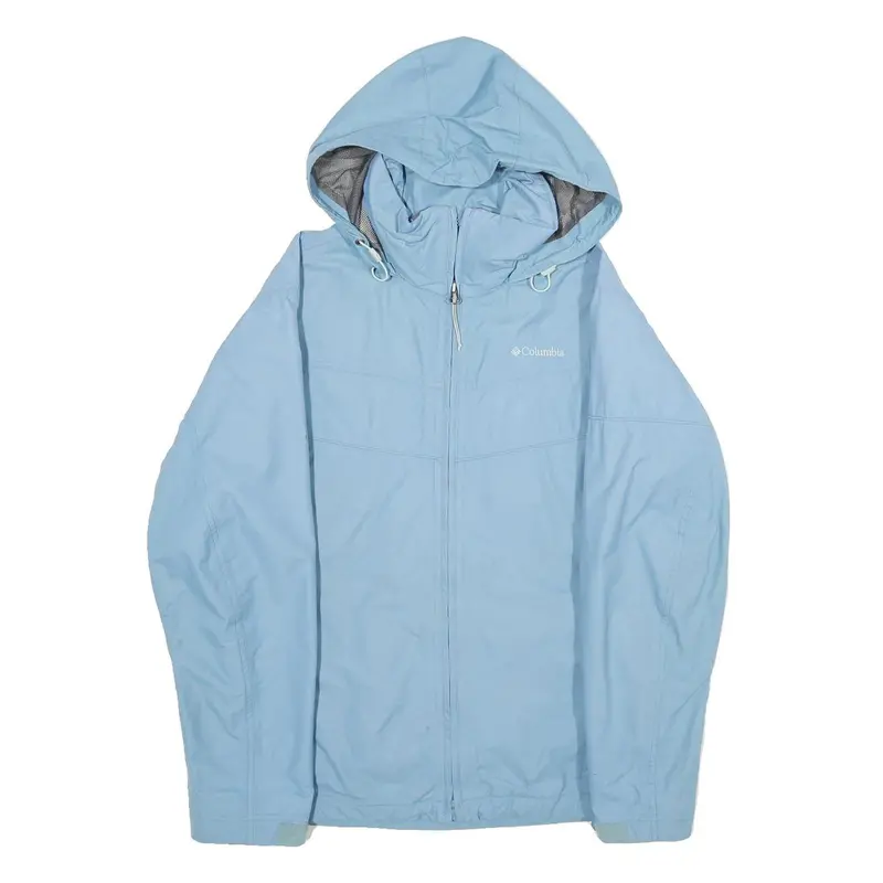 Columbia Womens Blue Nylon Outdoor Hooded Jacket S Zip Lightweight Water 1