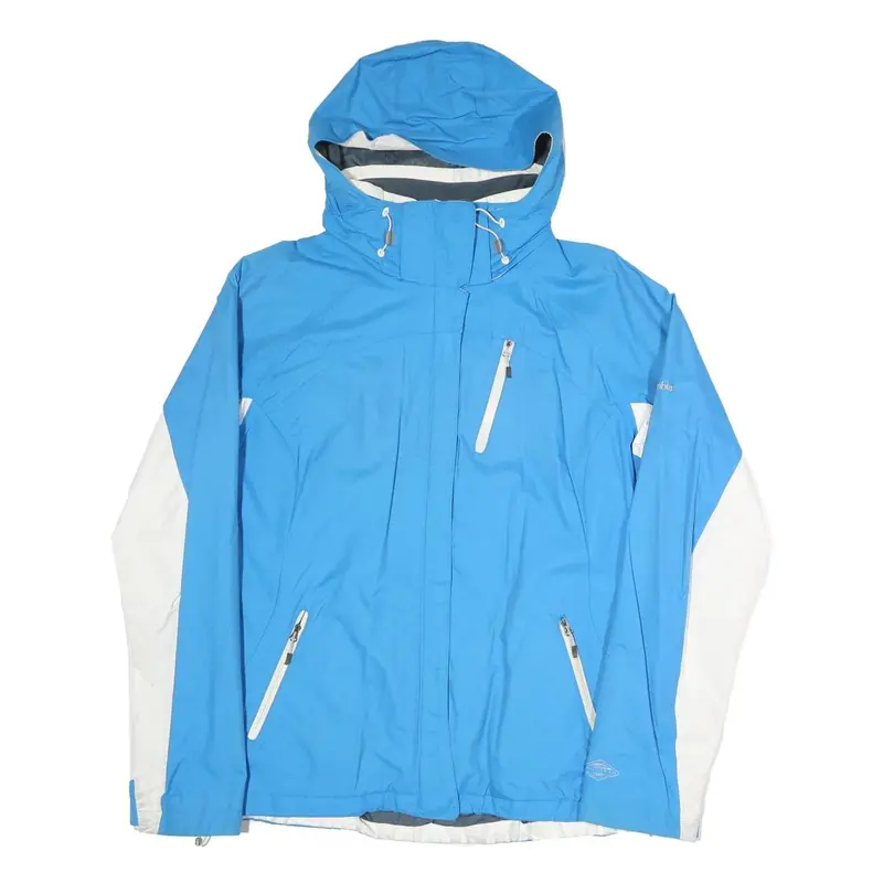 Columbia Womens Blue & White Outdoor Jacket Xl Polyester Blend Zip Hooded Plain 1