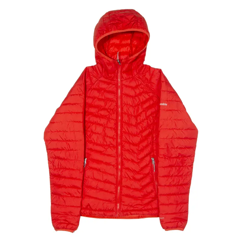 Columbia Womens Puffer Jacket Orange Hooded M 1
