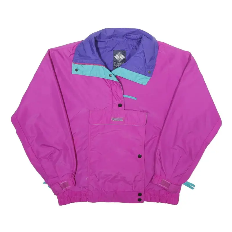 Columbia Womens Purple & Turquoise Windbreaker Jacket M Nylon Plain Lightweight 1