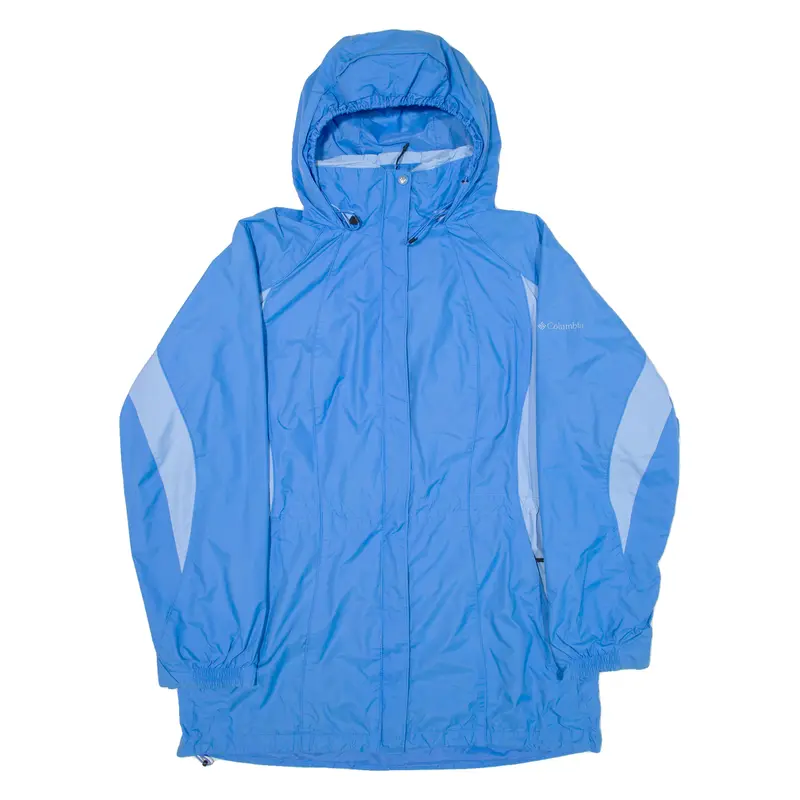 Columbia Womens Rain Coat Blue Nylon Hooded L 1