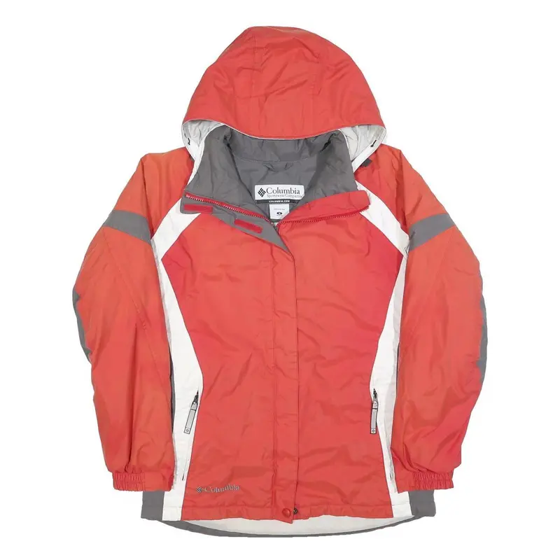 Columbia Womens Red & Grey Outdoor Jacket M Polyester Blend Water Resistant Zip 1