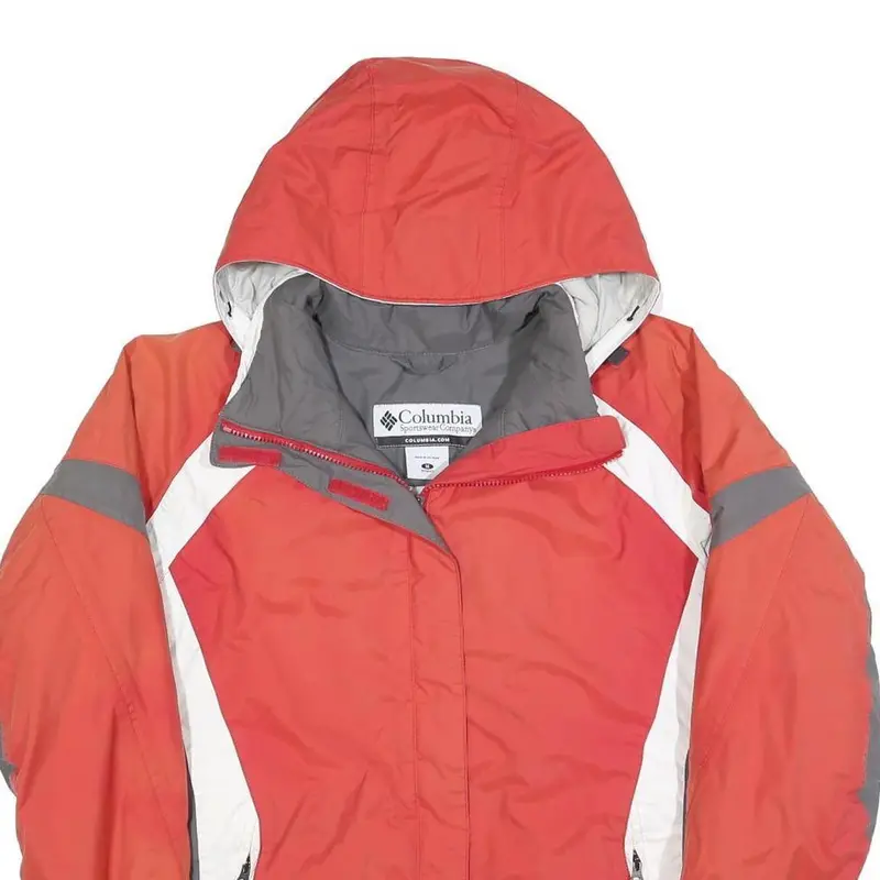 Columbia Womens Red & Grey Outdoor Jacket M Polyester Blend Water Resistant Zip 2