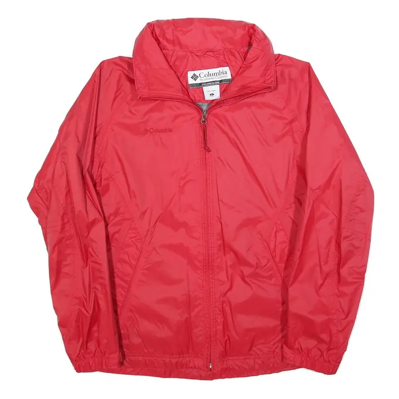 Columbia Womens Red Jacket L Nylon Plain Zip Outdoor Sportswear 1