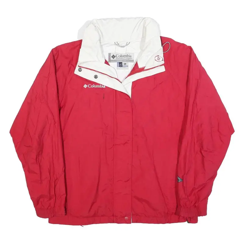 Columbia Womens Red & White Outdoor Jacket Xl Polyester Blend Zip Lightweight 1