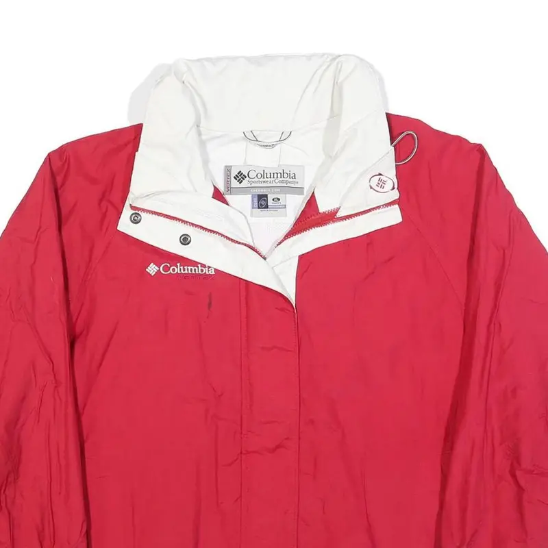 Columbia Womens Red & White Outdoor Jacket Xl Polyester Blend Zip Lightweight 2