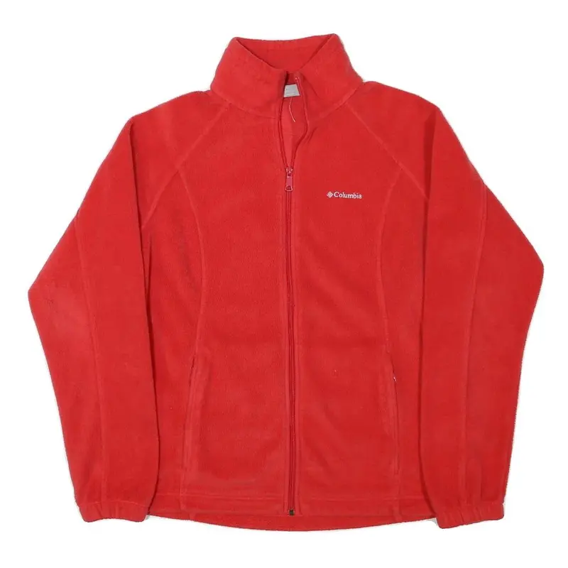 Columbia Womens Red Zip Jacket L Polyester Blend Plain Outdoor Casual Warm 1
