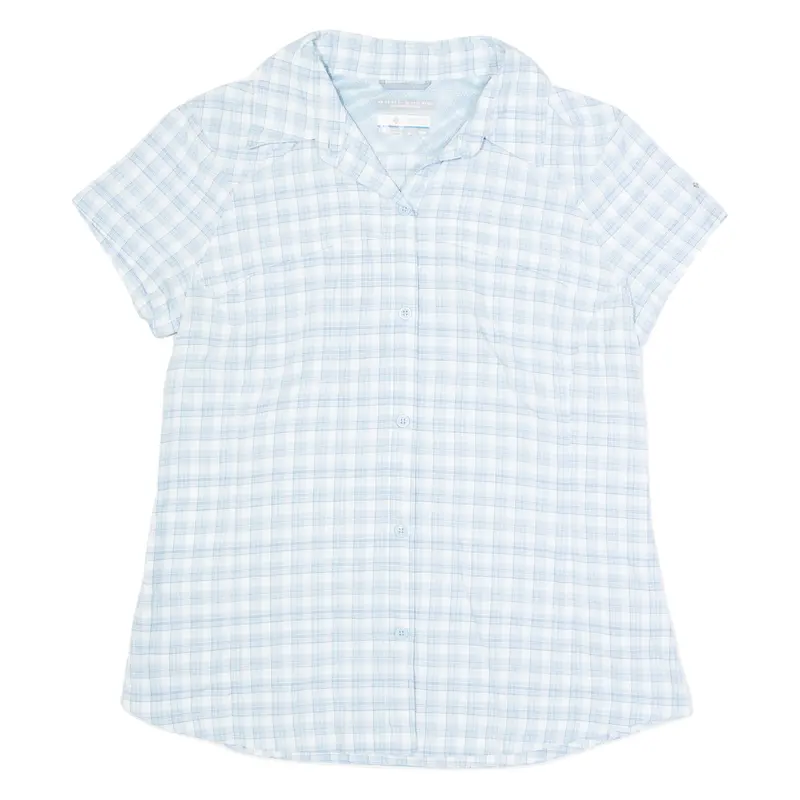 Columbia Womens Shirt Blue Button Neck Check M 1