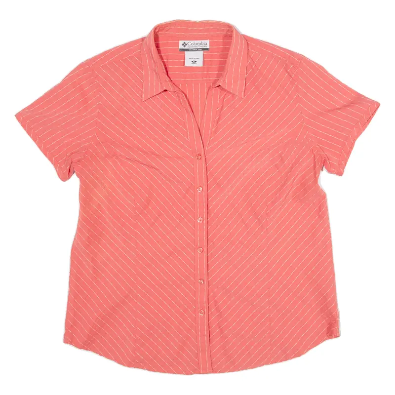 Columbia Womens Shirt Orange Striped Xl 1