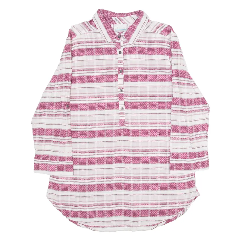 Columbia Womens Shirt Pink Striped 3/4 Sleeve M 1