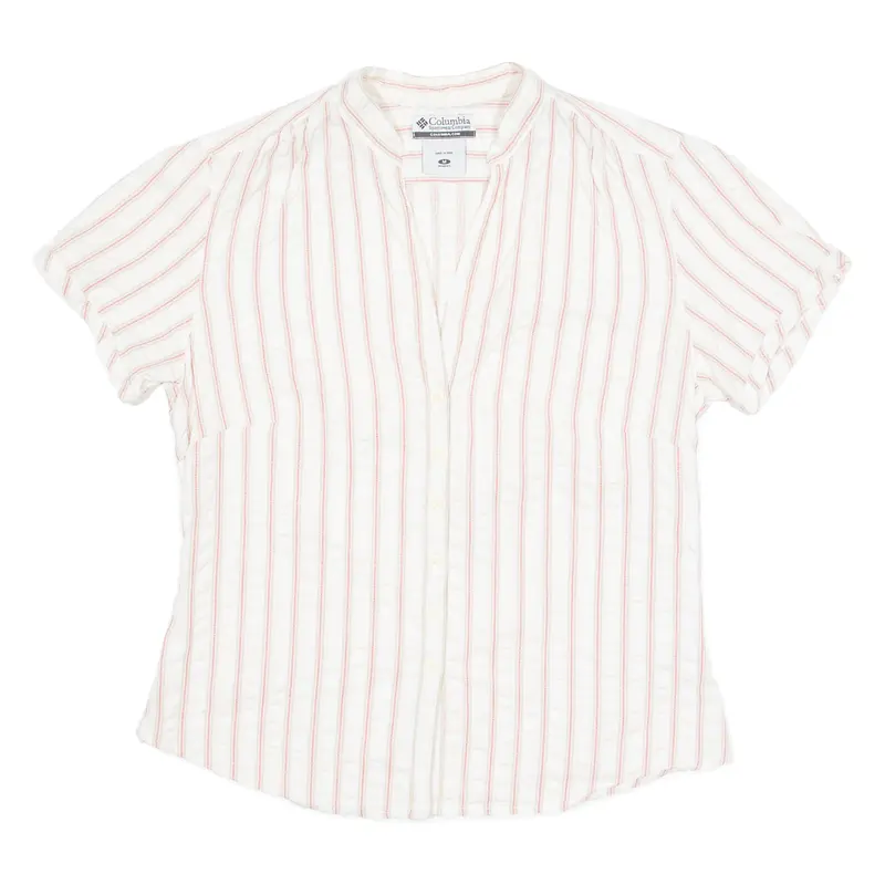 Columbia Womens Shirt White Striped M 1