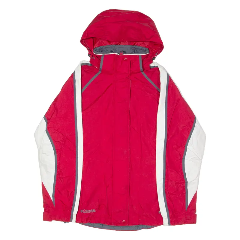 Columbia Womens Ski Jacket Red Hooded Colourblock L 1