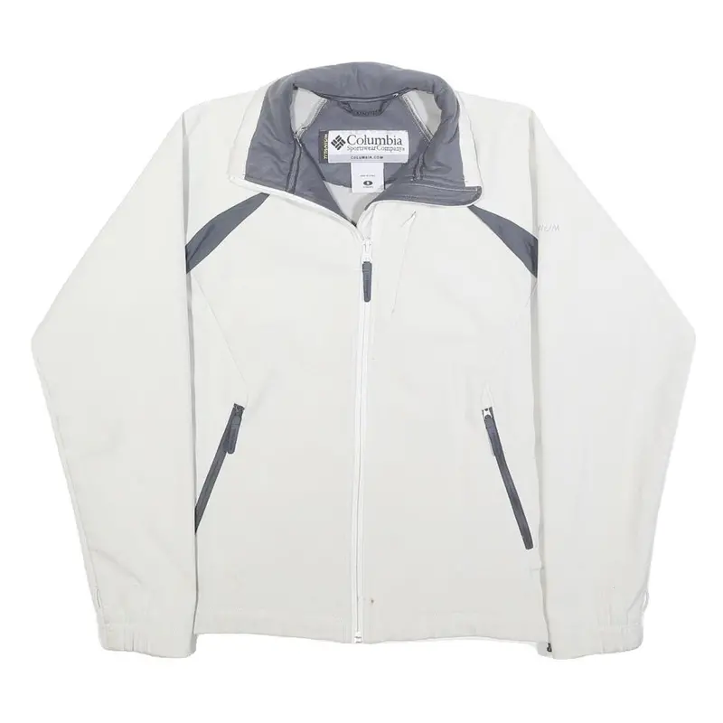 Columbia Womens White & Grey Zip Jacket S Polyester Outdoor Sportswear 1