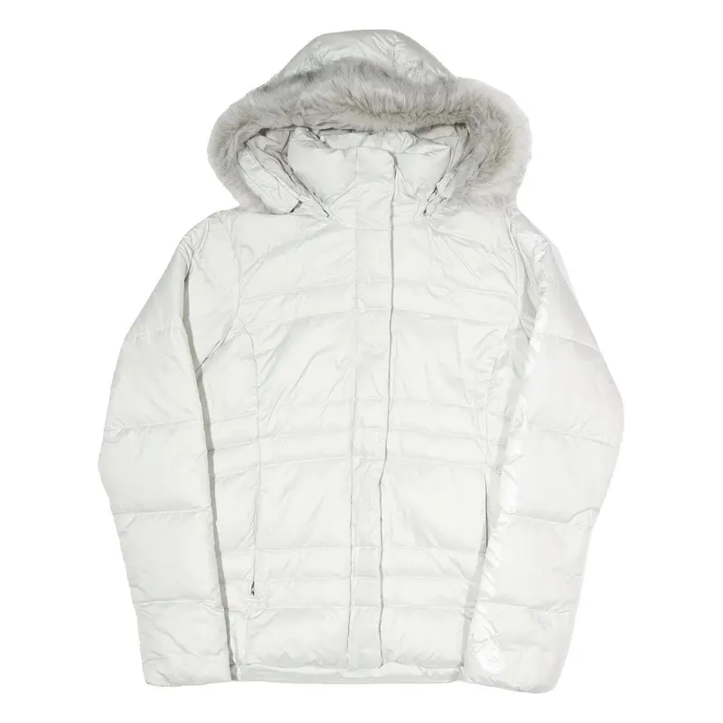 Columbia Womens White Puffer Jacket L Polyester Blend Hooded Zip Outdoor 1