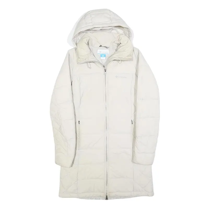 Columbia Womens White Quilted Long Sleeve Zip Jacket S Polyester Warm Outdoor 1