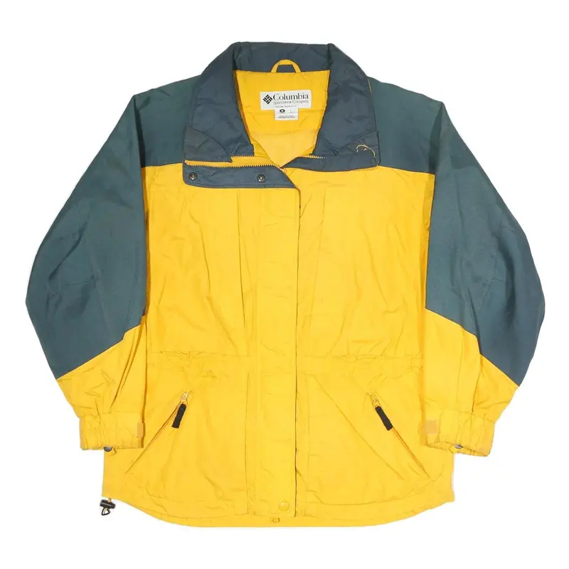 Columbia Womens Yellow & Grey Outdoor Jacket M Polyester Blend Zip Casual 1