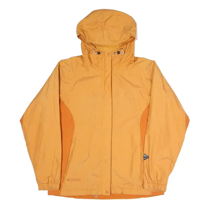 Columbia Womens Yellow & Orange Outdoor Jacket L Polyester Blend Hooded Zip 1