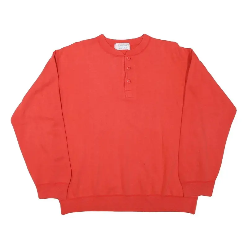 Compagnie De Calinofnie Mens Red Henley L Cotton Blend Casual Sweatshirt 1