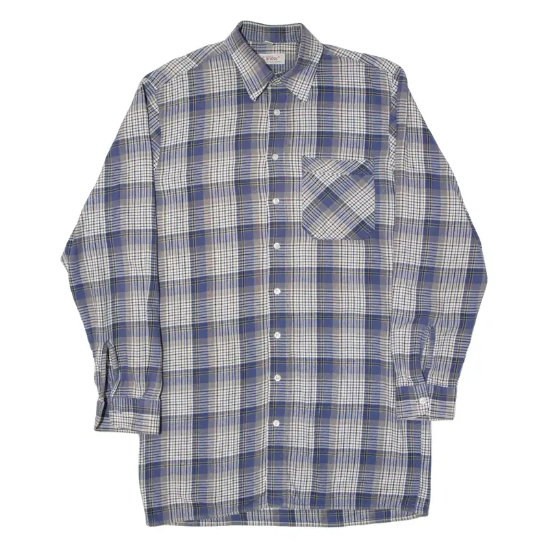 Condor Mens Flannel Shirt Blue Check Long Sleeve S 1