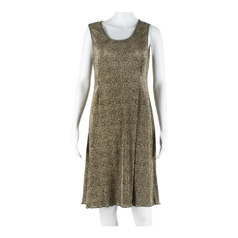 Connected Womens Shift Dress Brown Geometric Sleeveless Midi S 1